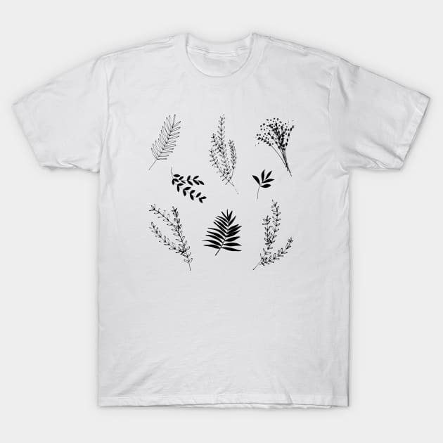 Simple Scandinavian Plant Pattern T-Shirt by A.P.